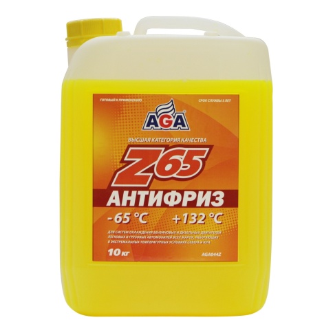 АНТИФРИЗ AGA желтый -65С 10 кг. фото 1